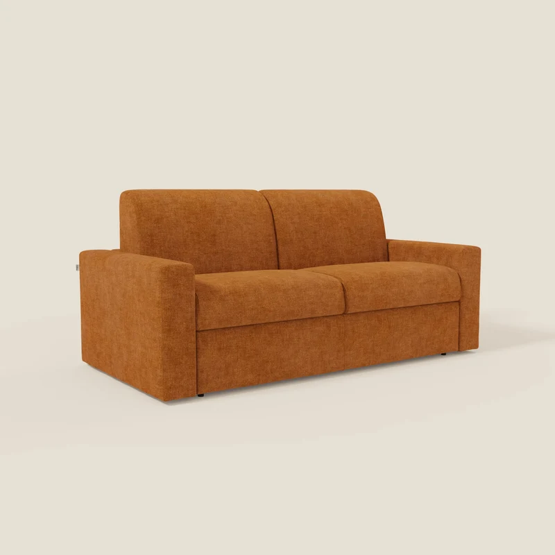 Diomede Canapé convertible en velours easy clean, déhoussable - design moderne et confort en T35 orange