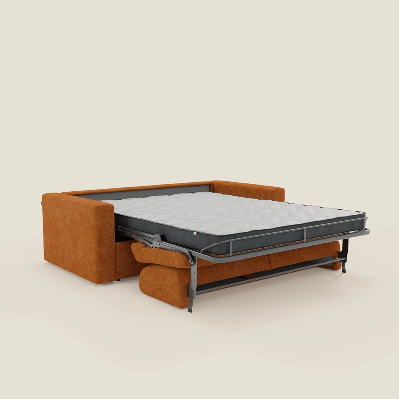 Diomede Canapé convertible en velours easy clean, déhoussable - design moderne et confort en T35 orange