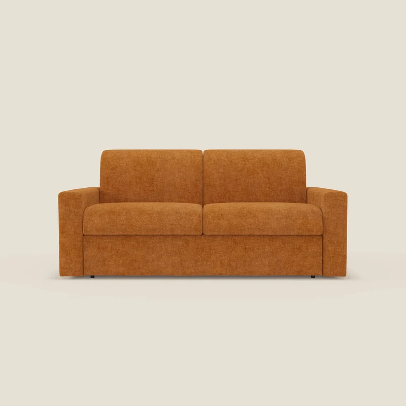 Diomede Canapé convertible en velours easy clean, déhoussable - design moderne et confort en T35 orange