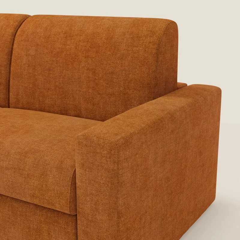 Diomede Canapé convertible en velours easy clean, déhoussable - design moderne et confort en T35 orange