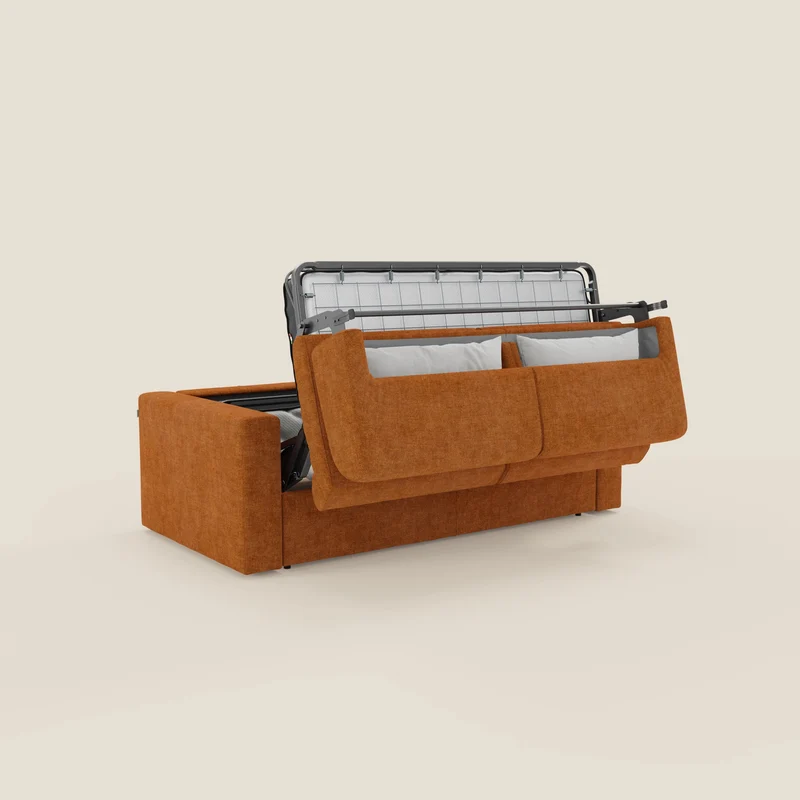 Diomede Canapé convertible en velours easy clean, déhoussable - design moderne et confort en T35 orange
