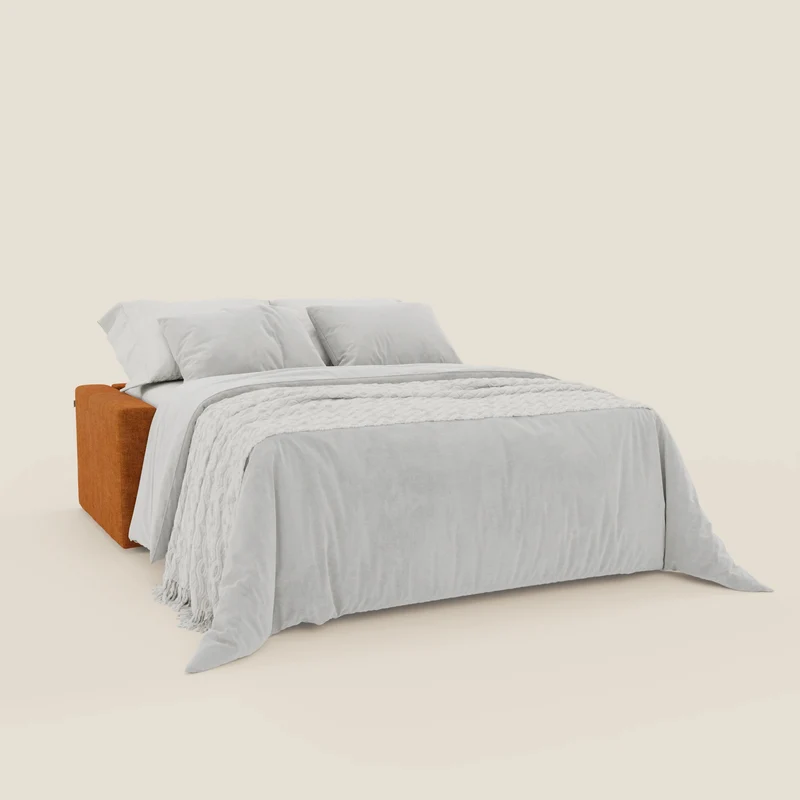 Diomede Canapé convertible en velours easy clean, déhoussable - design moderne et confort en T35 orange