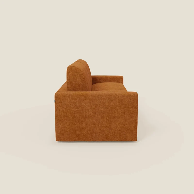 Diomede Canapé convertible en velours easy clean, déhoussable - design moderne et confort en T35 orange