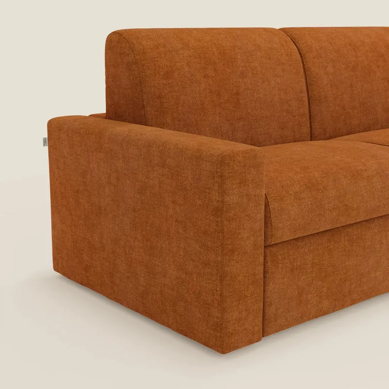 Diomede Canapé convertible en velours easy clean, déhoussable - design moderne et confort en T35 orange