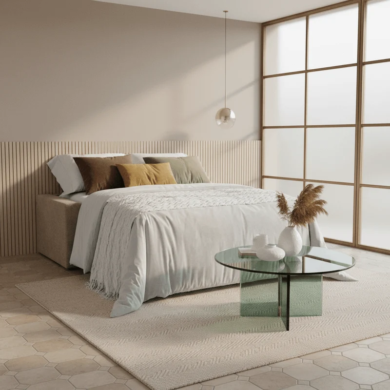 Diomede Canapé convertible en velours easy clean, déhoussable - design moderne et confort en T35 crème