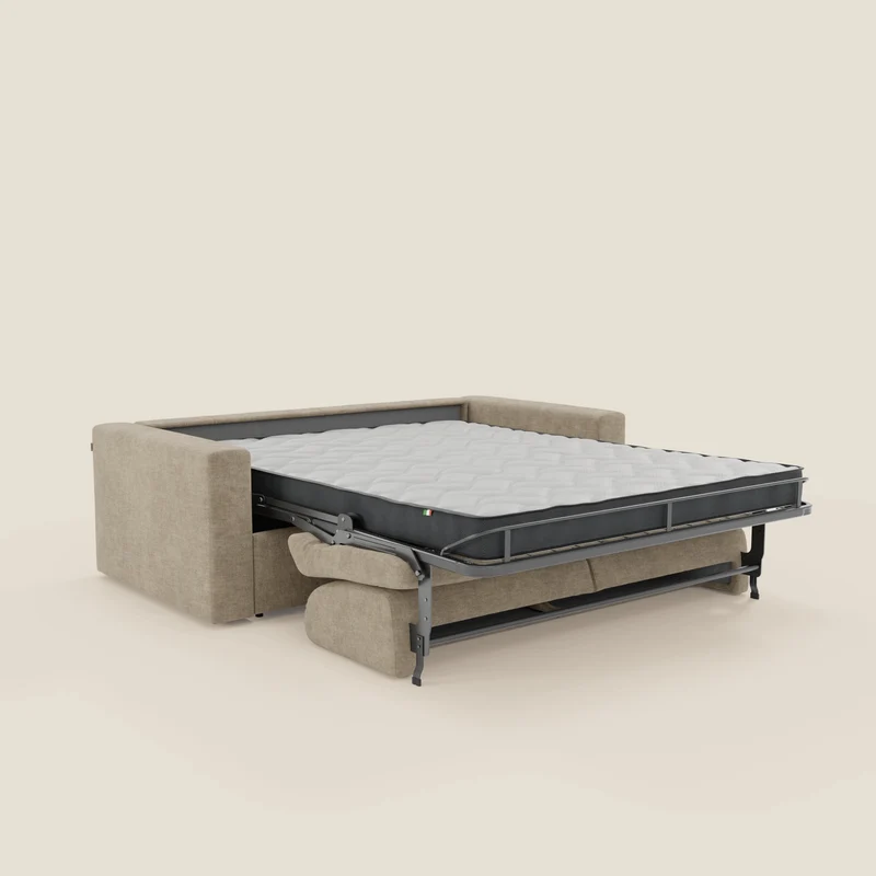 Diomede Canapé convertible en velours easy clean, déhoussable - design moderne et confort en T35 beige