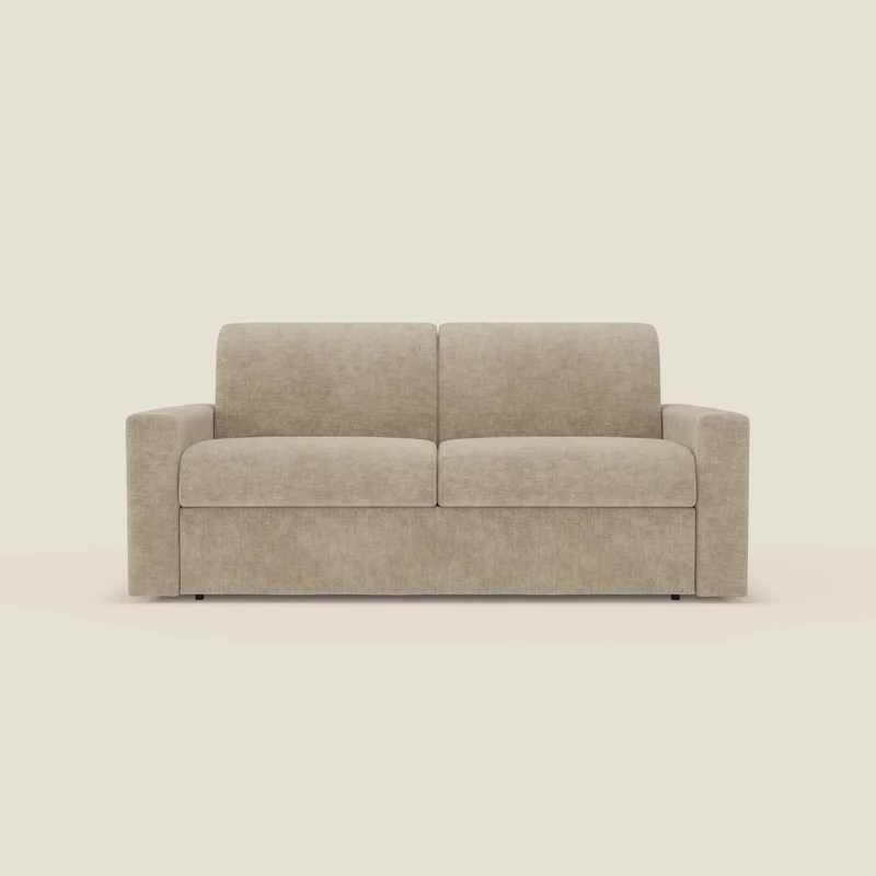 Diomede Canapé convertible en velours easy clean, déhoussable - design moderne et confort en T35 beige