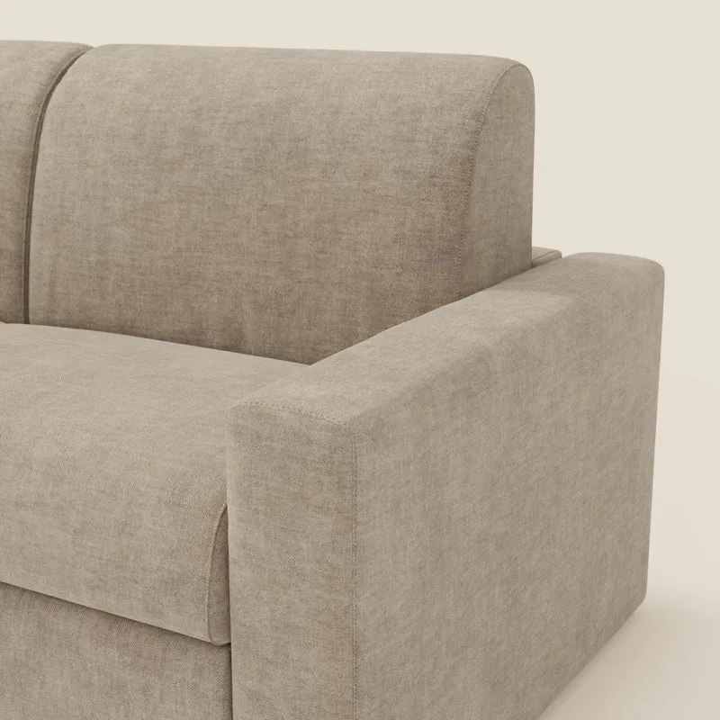 Diomede Canapé convertible en velours easy clean, déhoussable - design moderne et confort en T35 beige