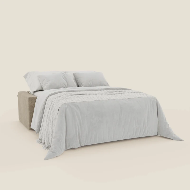 Diomede Canapé convertible en velours easy clean, déhoussable - design moderne et confort en T35 beige