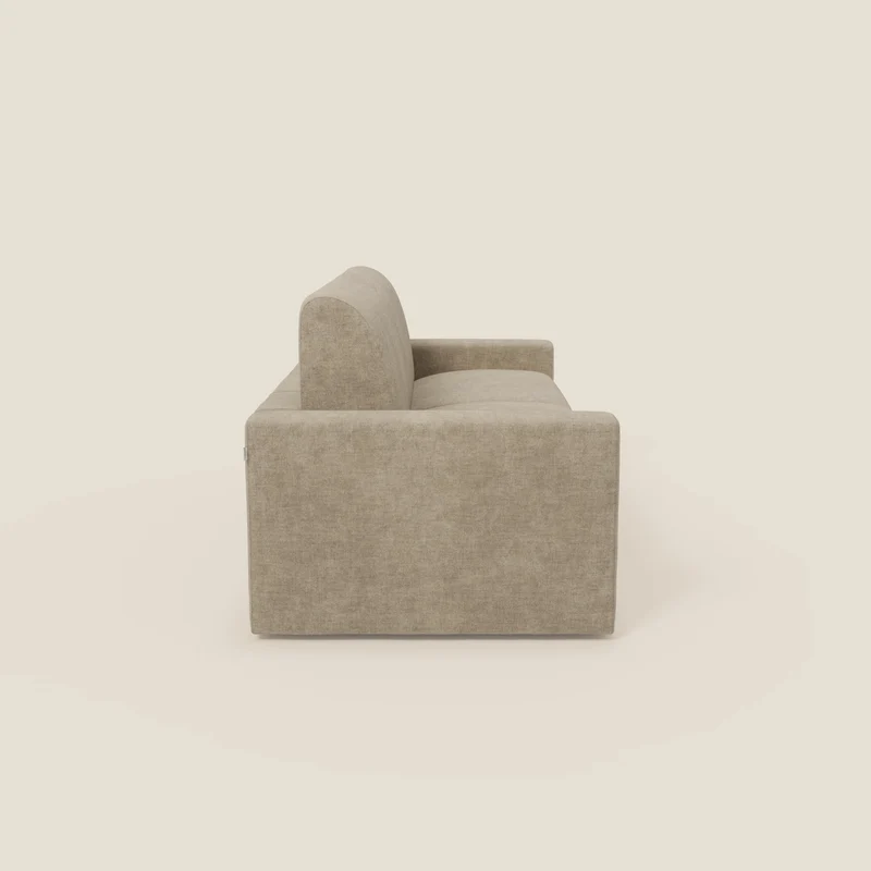 Diomede Canapé convertible en velours easy clean, déhoussable - design moderne et confort en T35 beige