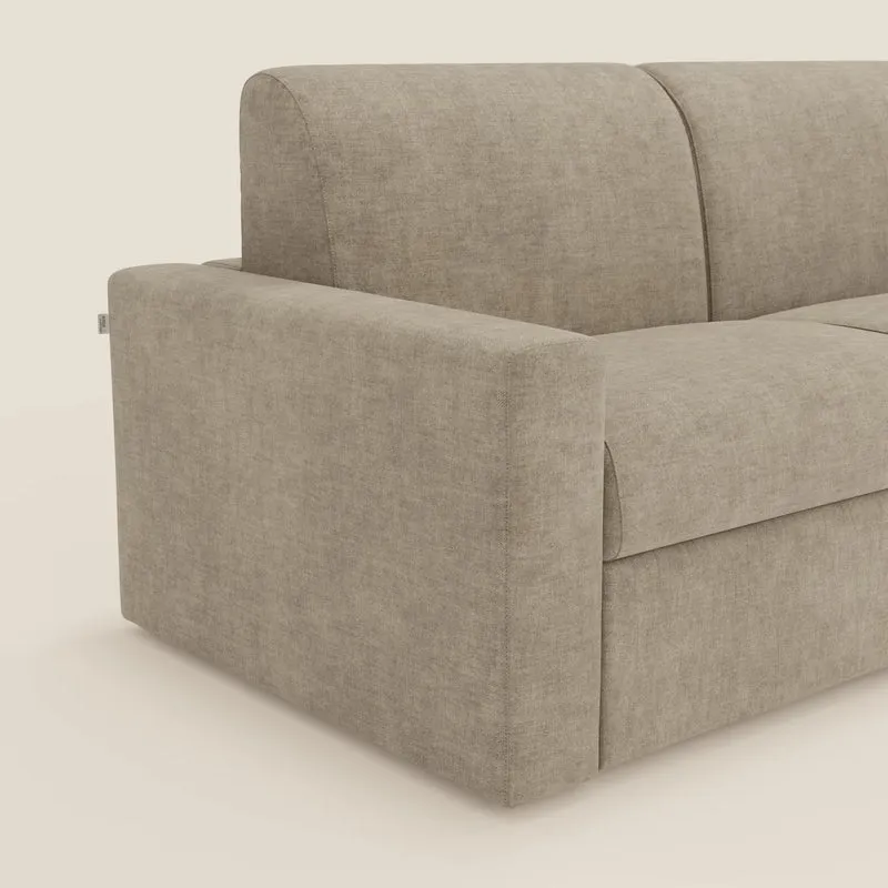 Diomede Canapé convertible en velours easy clean, déhoussable - design moderne et confort en T35 beige