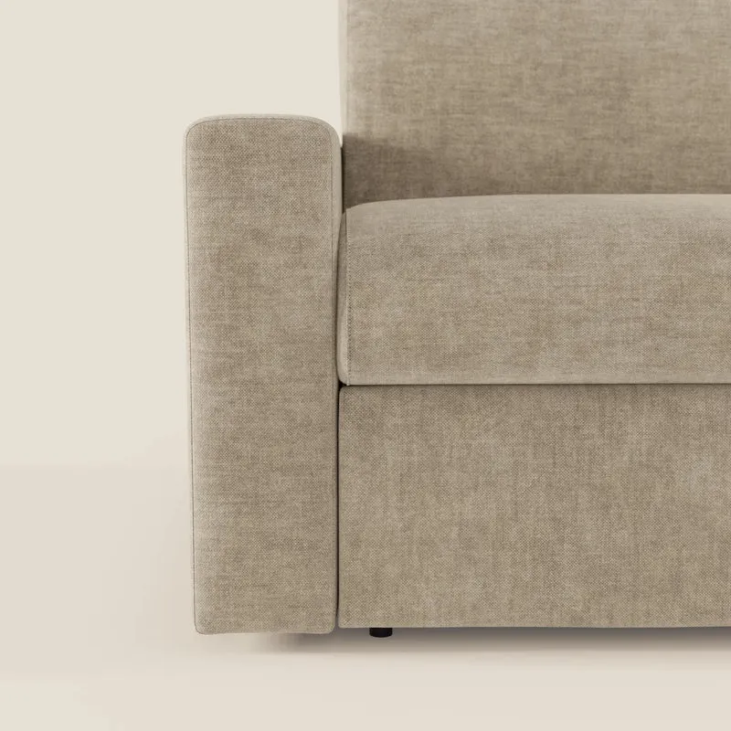 Diomede Canapé convertible en velours easy clean, déhoussable - design moderne et confort en T35 beige