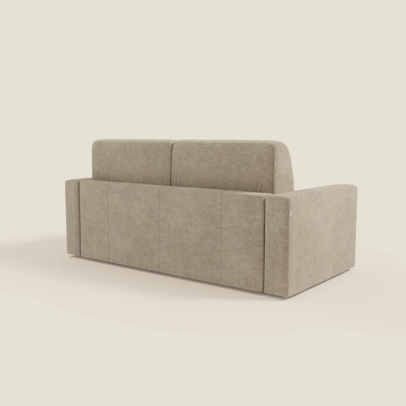 Diomede Canapé convertible en velours easy clean, déhoussable - design moderne et confort en T35 beige