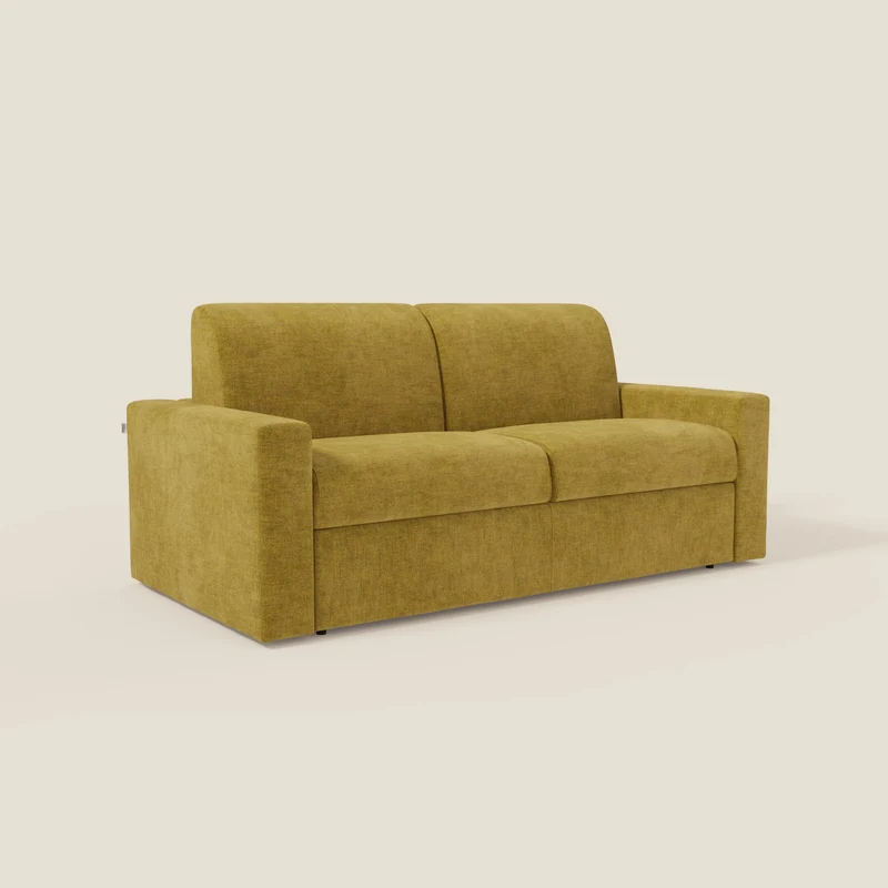 Diomede Canapé convertible en velours easy clean, déhoussable - design moderne et confort en T35 jaune