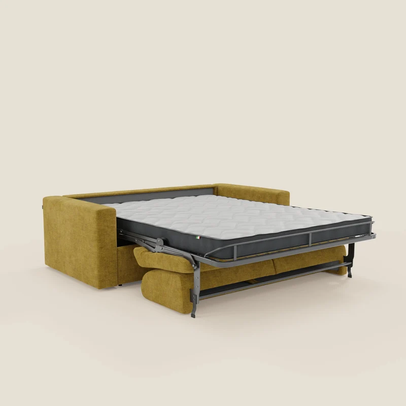 Diomede Canapé convertible en velours easy clean, déhoussable - design moderne et confort en T35 jaune