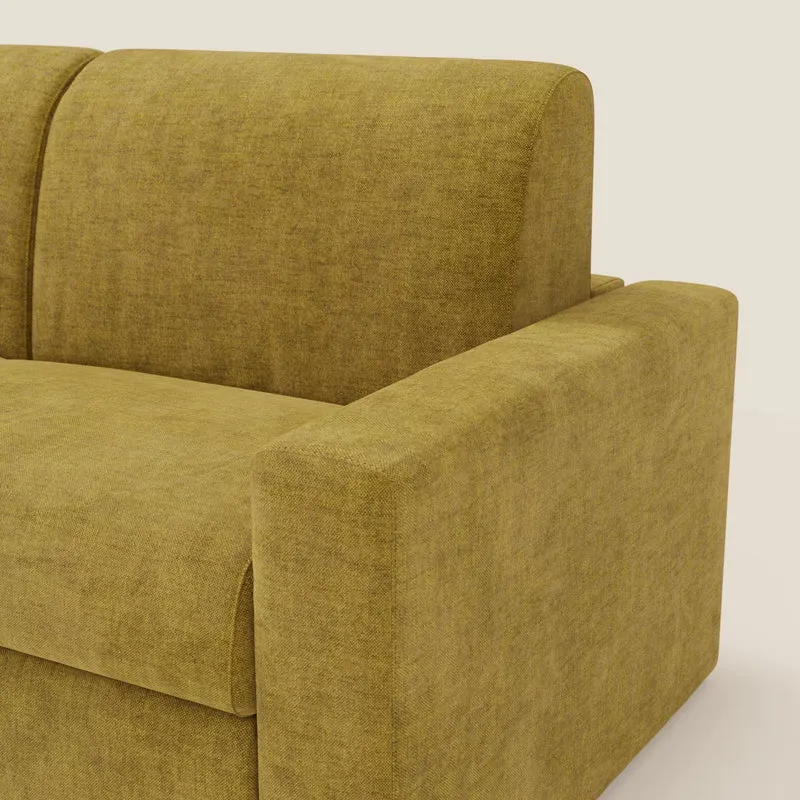 Diomede Canapé convertible en velours easy clean, déhoussable - design moderne et confort en T35 jaune