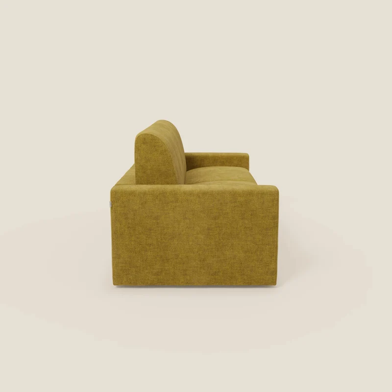 Diomede Canapé convertible en velours easy clean, déhoussable - design moderne et confort en T35 jaune
