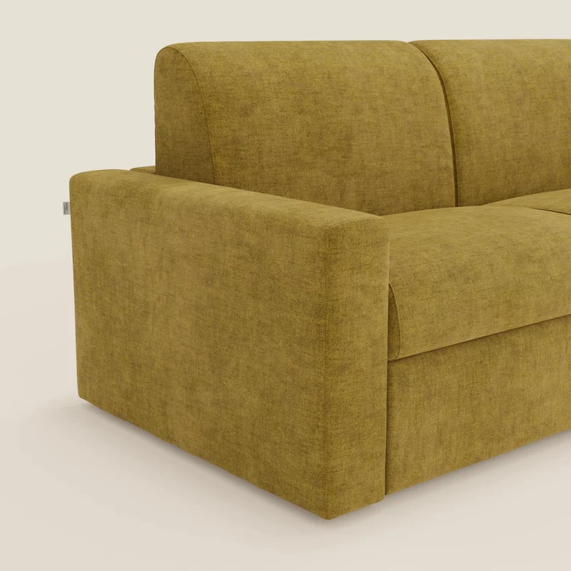Diomede Canapé convertible en velours easy clean, déhoussable - design moderne et confort en T35 jaune