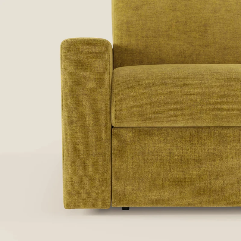 Diomede Canapé convertible en velours easy clean, déhoussable - design moderne et confort en T35 jaune