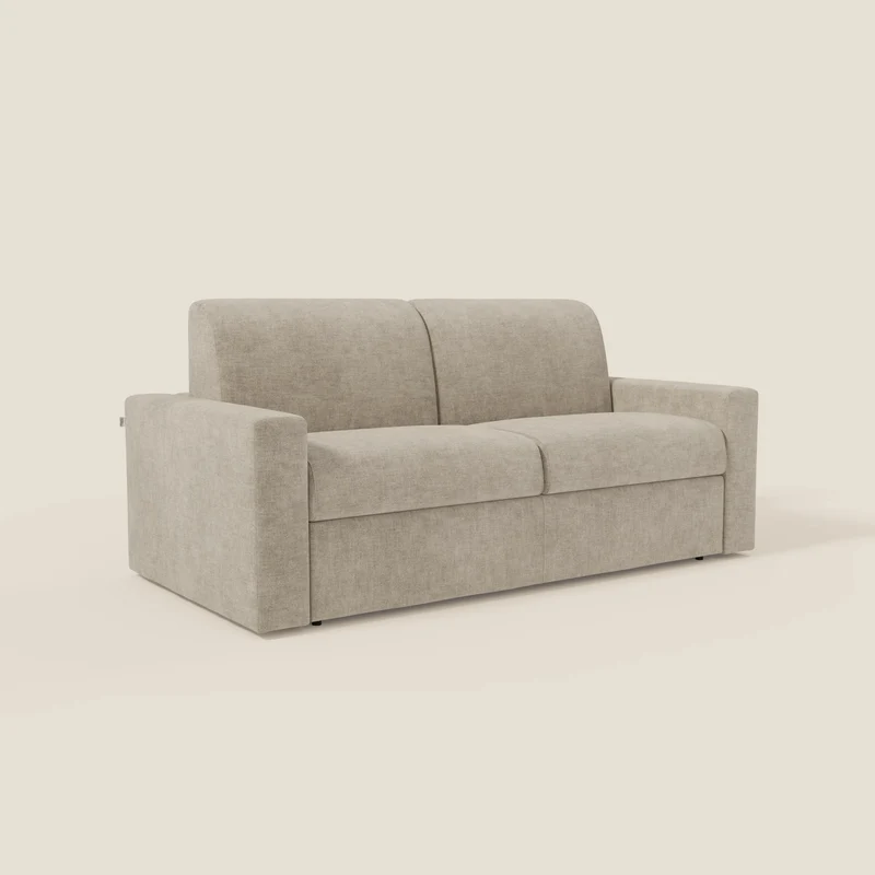 Diomede Canapé convertible en velours easy clean, déhoussable - design moderne et confort en T35 crème