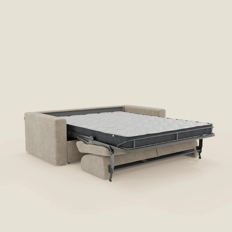 Diomede Canapé convertible en velours easy clean, déhoussable - design moderne et confort en T35 crème