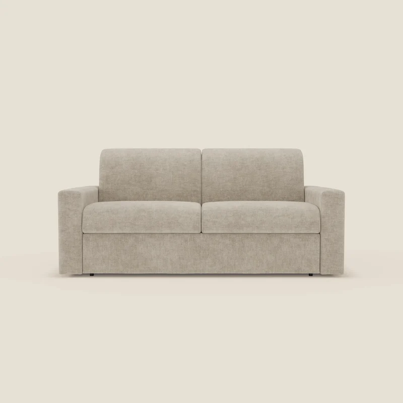 Diomede Canapé convertible en velours easy clean, déhoussable - design moderne et confort en T35 crème