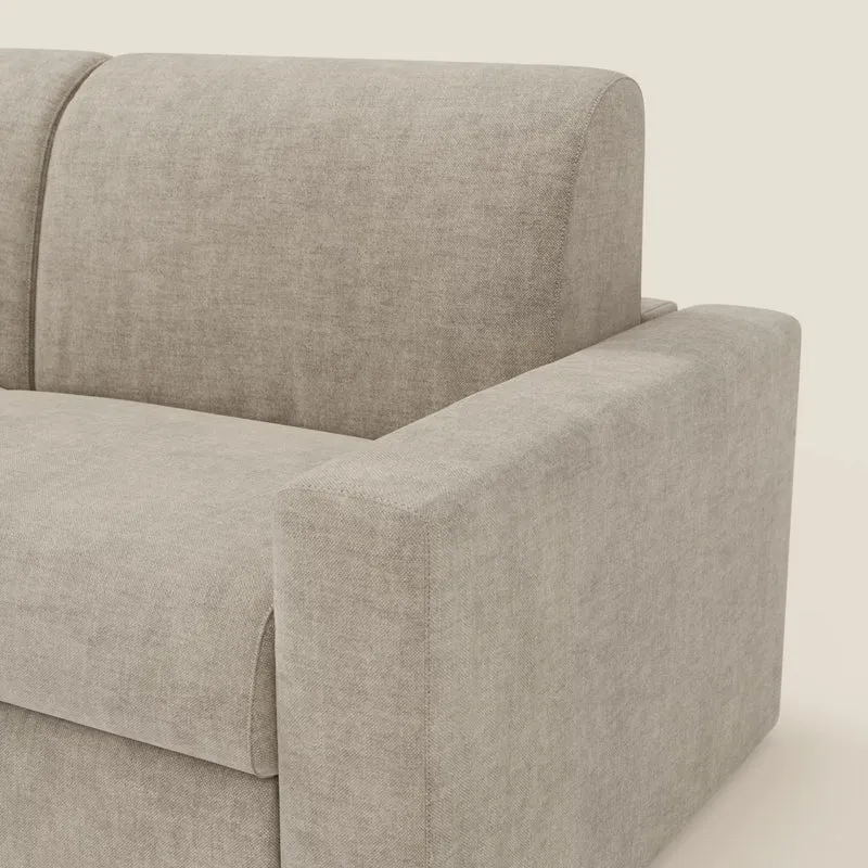 Diomede Canapé convertible en velours easy clean, déhoussable - design moderne et confort en T35 crème