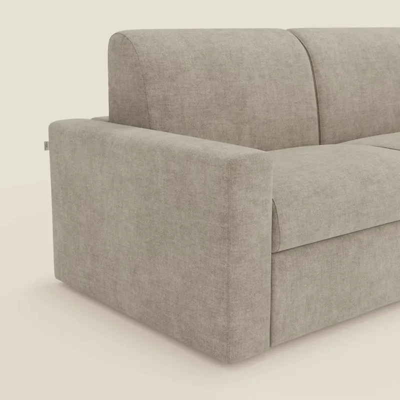 Diomede Canapé convertible en velours easy clean, déhoussable - design moderne et confort en T35 crème