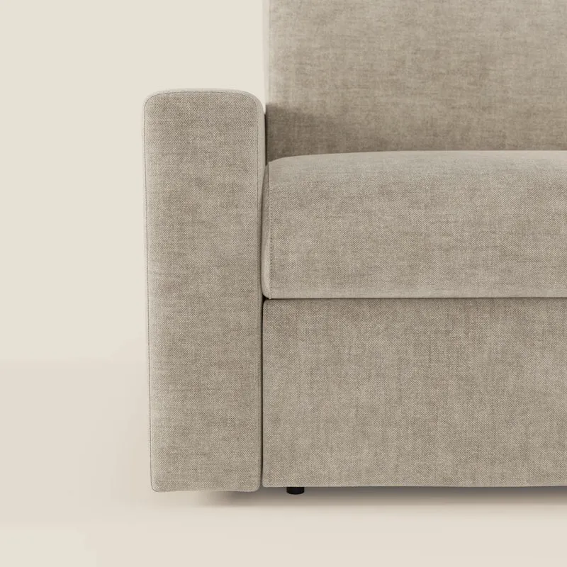 Diomede Canapé convertible en velours easy clean, déhoussable - design moderne et confort en T35 crème