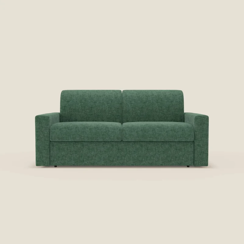 Diomede Canapé convertible en velours easy clean, déhoussable - design moderne et confort en T35 vert
