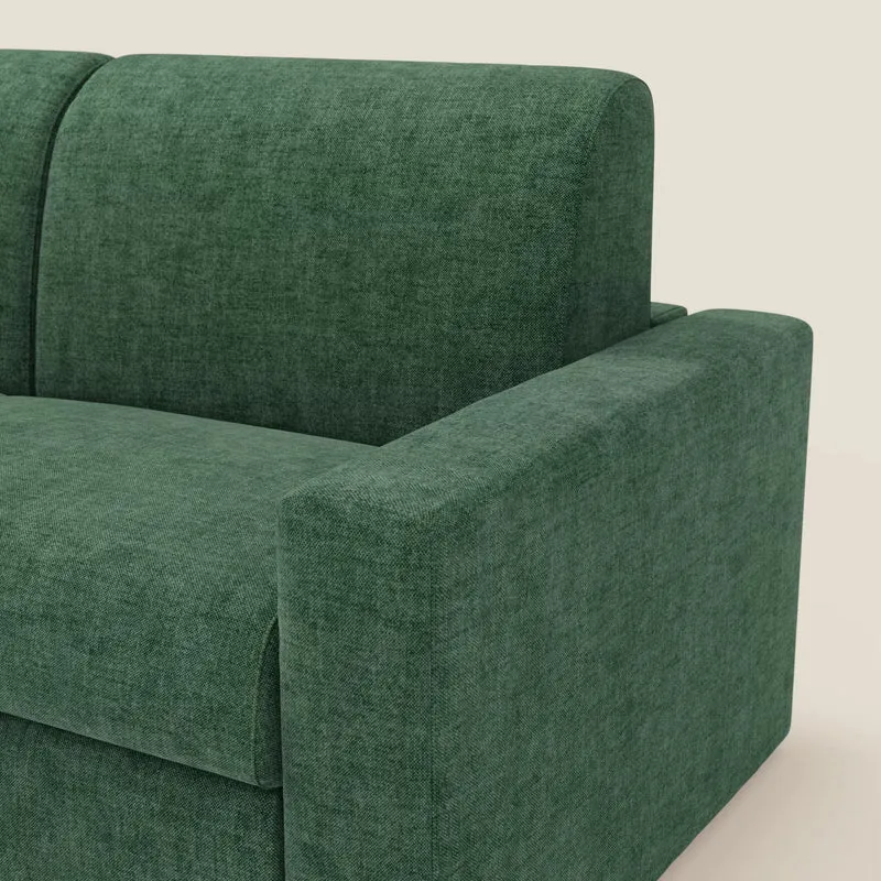 Diomede Canapé convertible en velours easy clean, déhoussable - design moderne et confort en T35 vert