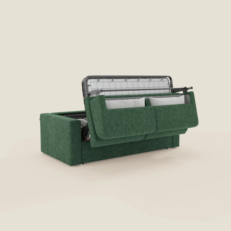 Diomede Canapé convertible en velours easy clean, déhoussable - design moderne et confort en T35 vert