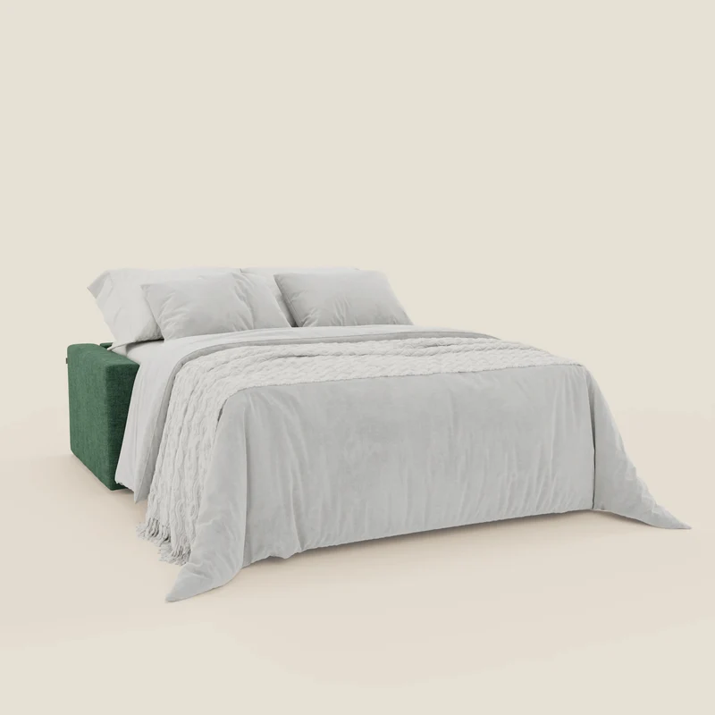 Diomede Canapé convertible en velours easy clean, déhoussable - design moderne et confort en T35 vert
