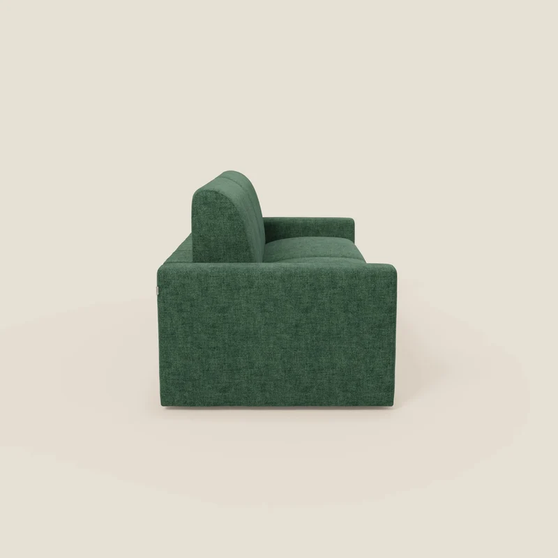 Diomede Canapé convertible en velours easy clean, déhoussable - design moderne et confort en T35 vert