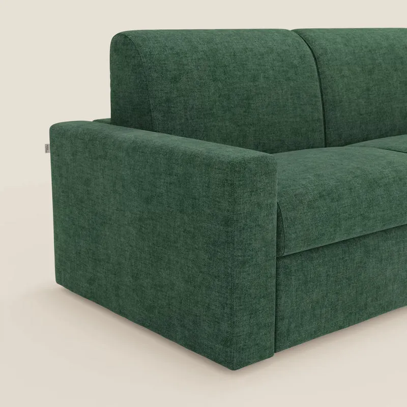 Diomede Canapé convertible en velours easy clean, déhoussable - design moderne et confort en T35 vert