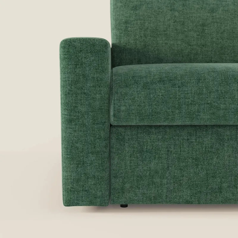 Diomede Canapé convertible en velours easy clean, déhoussable - design moderne et confort en T35 vert