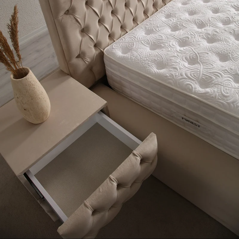 Chevet Capitonné BEIGE - Velours