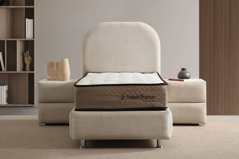 Lit Coffre 1 Place JADE BLANC CASSÉ - Chenille