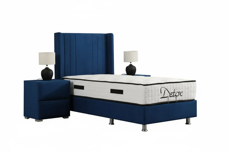 Lit Coffre 1 Place ALMA BLEU MARINE - Velours