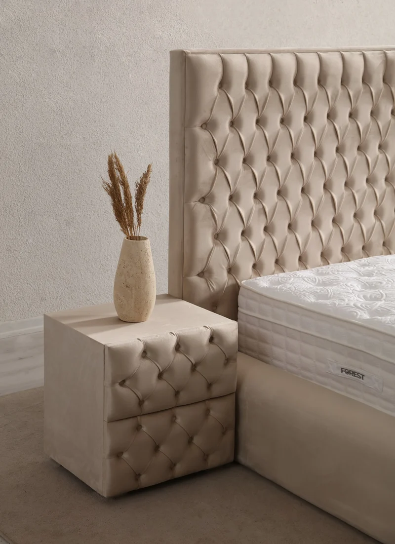Lit Coffre TV Intégré CAPITY BEIGE - Velours