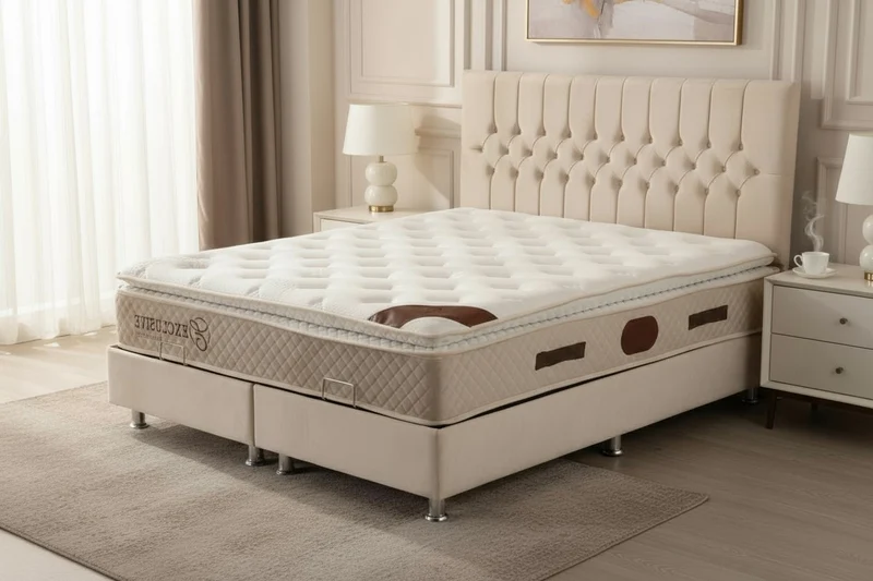 Lit Coffre CAPI BEIGE - Velours