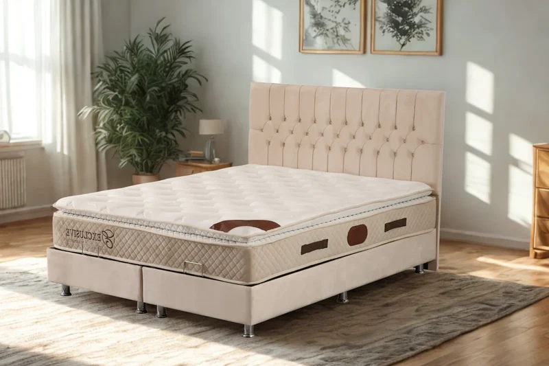 Lit Coffre CAPI BEIGE - Velours