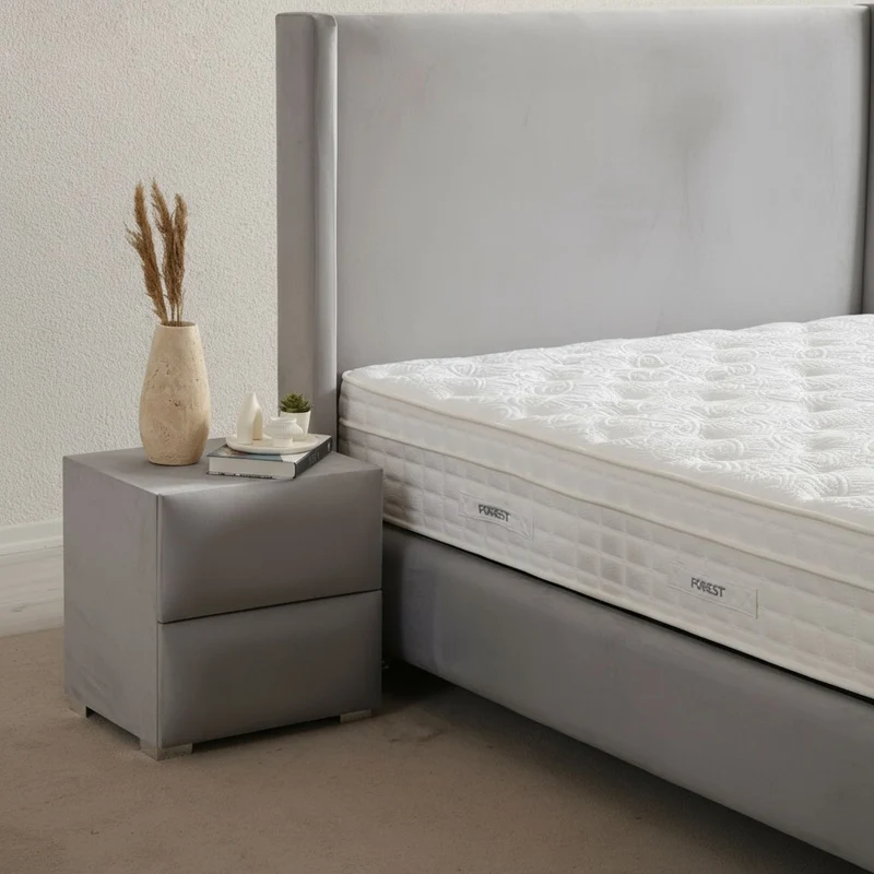 Lit Coffre COCO GRIS - Velours