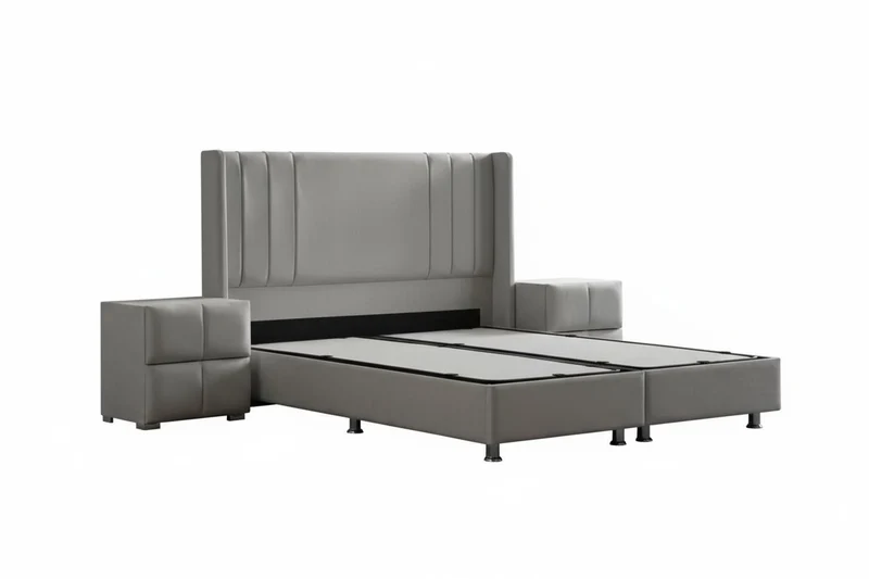 Lit Coffre ALMA GRIS - Velours