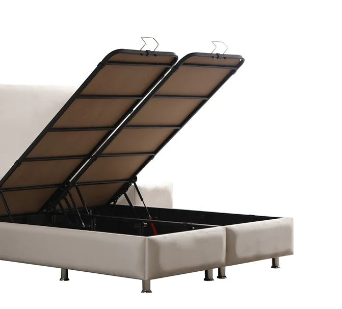 Lit Coffre ALMA BLANC CASSÉ - Velours