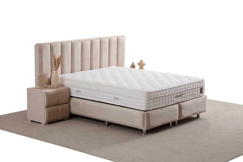 Lit Coffre DEFNE BEIGE - Velours