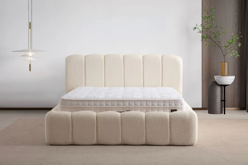 Lit Coffre ALYA BLANC CASSÉ - Chenille