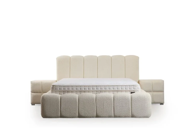 Lit Coffre ALYA BLANC CASSÉ - Chenille