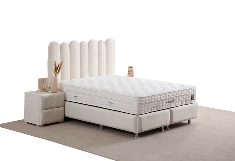 Lit Coffre MAGNUM BLANC CASSÉ - Velours
