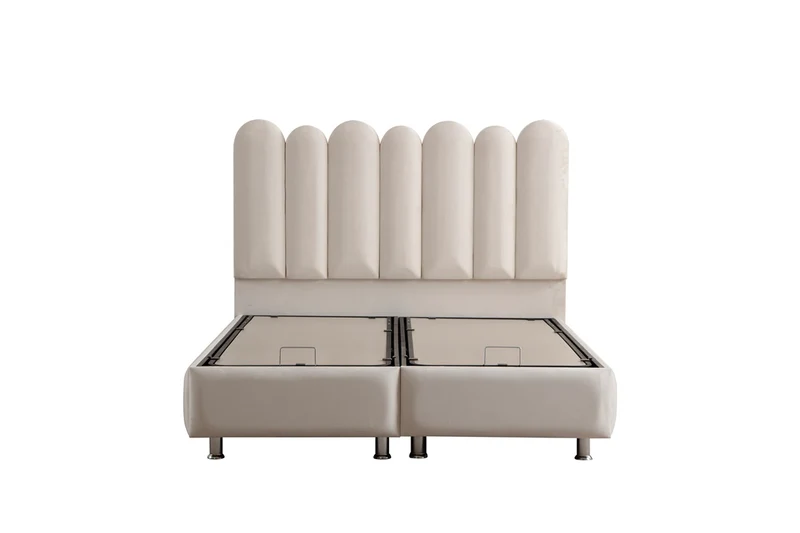 Lit Coffre MAGNUM BLANC CASSÉ - Velours